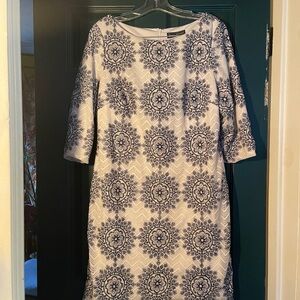 Vintage Jessica Howard Blue and White Long Sleeve Dress